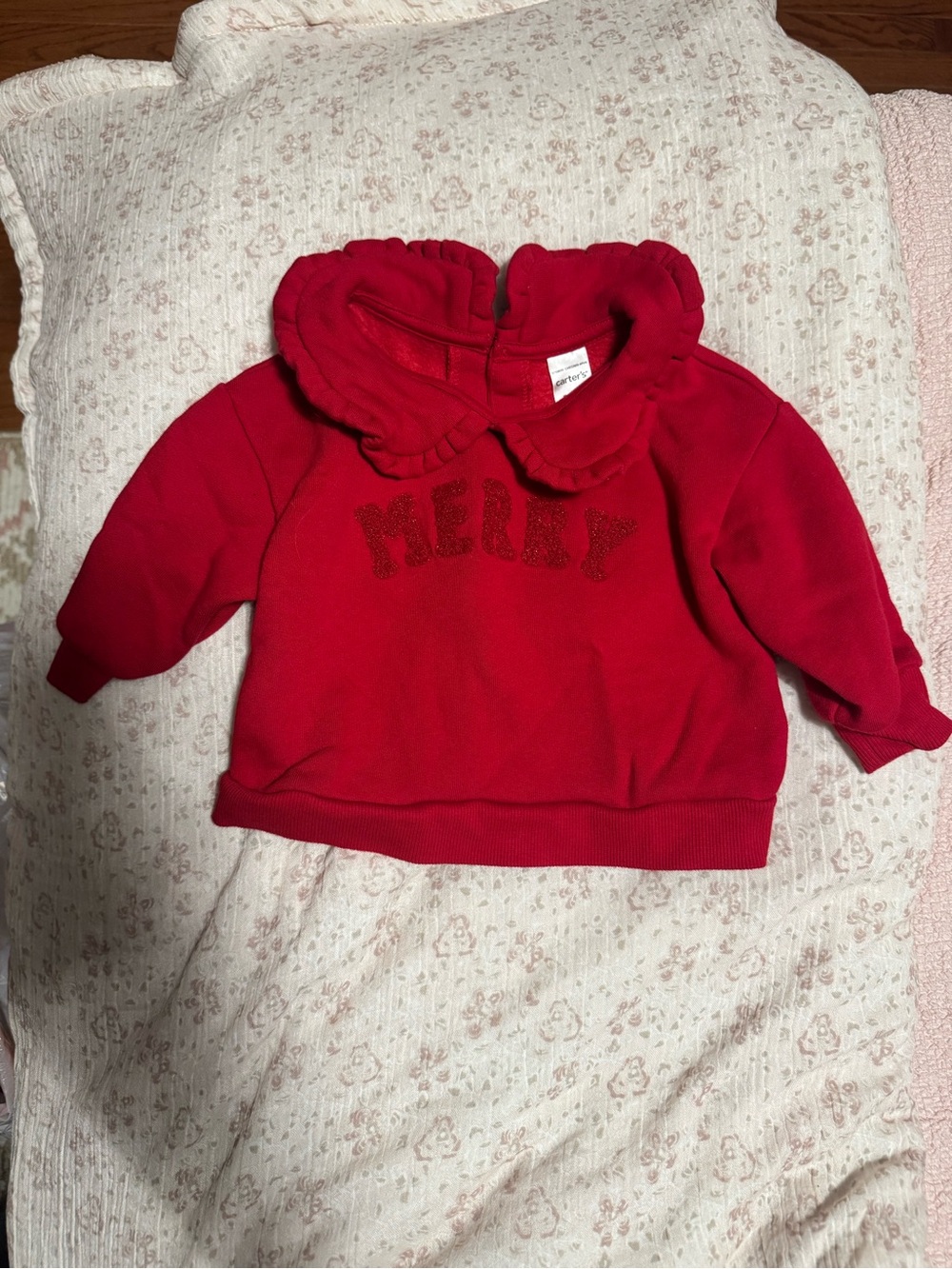 Carter's Red Ruffle Collar 'Merry' Sweatshirt